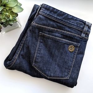 Tory Burch Wide Leg Dark Wash Jeans